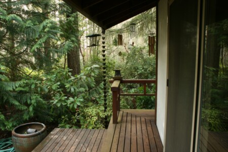 A deck around the zendo , used for kinhin.
