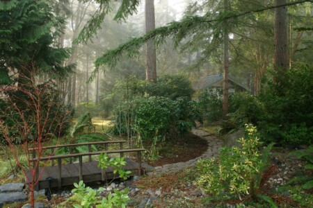 A path and bridge at the zendo.